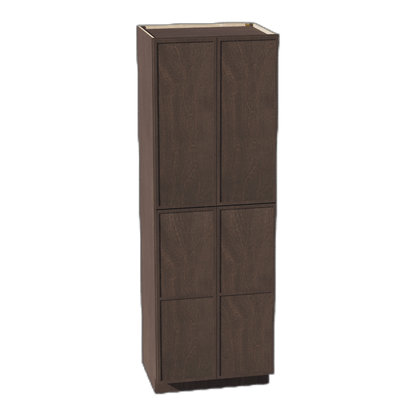 SM - TP3090: Mocha Brown Slim Shaker 30"W x 90"H x 24"D 4 Door & 5 Shelves Tall Shelf Pantry Cabinets - NextCabinets