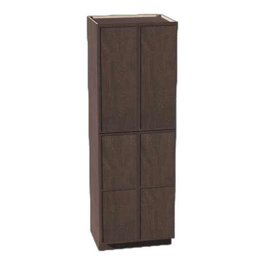 SM - TP3090: Mocha Brown Slim Shaker 30"W x 90"H x 24"D 4 Door & 5 Shelves Tall Shelf Pantry Cabinets - NextCabinets