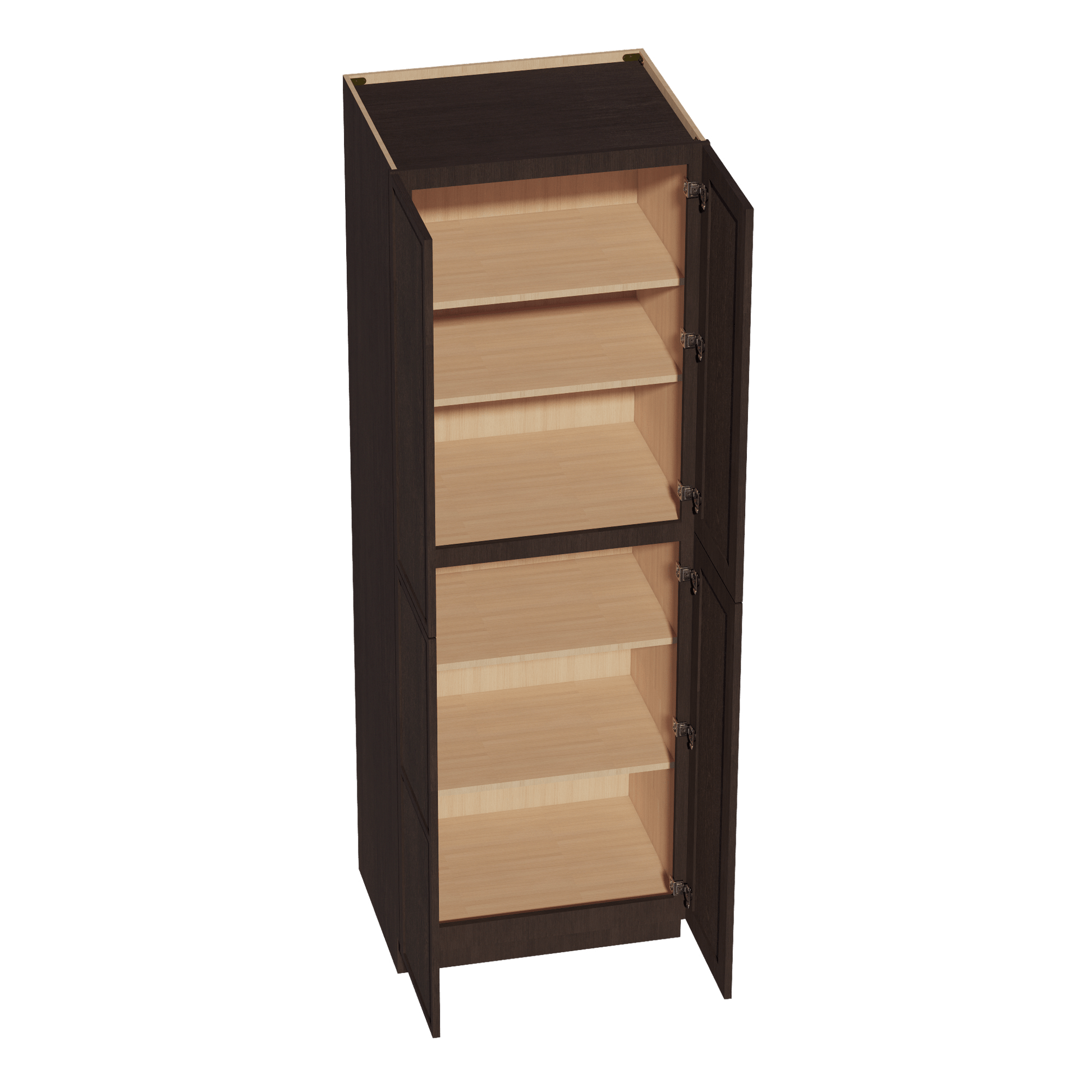SM - TP3090: Mocha Brown Slim Shaker 30"W x 90"H x 24"D 4 Door & 5 Shelves Tall Shelf Pantry Cabinets - NextCabinets