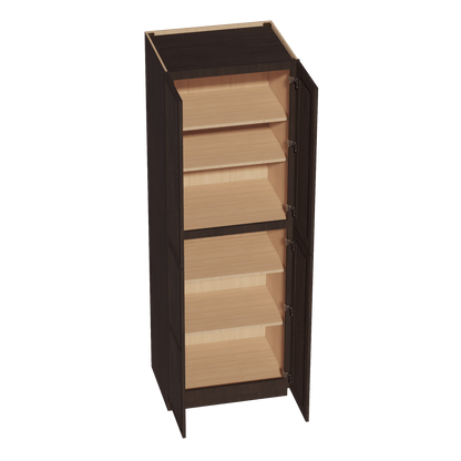 SM - TP3090: Mocha Brown Slim Shaker 30"W x 90"H x 24"D 4 Door & 5 Shelves Tall Shelf Pantry Cabinets - NextCabinets
