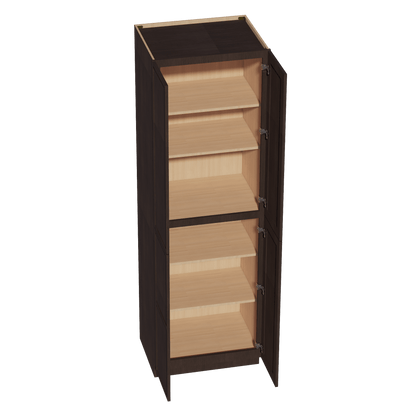 SM - TP3096: Mocha Brown Slim Shaker 30"W x 96"H x 24"D 2 Doors & 6 Shelves Tall Shelf Pantry Cabinets - NextCabinets