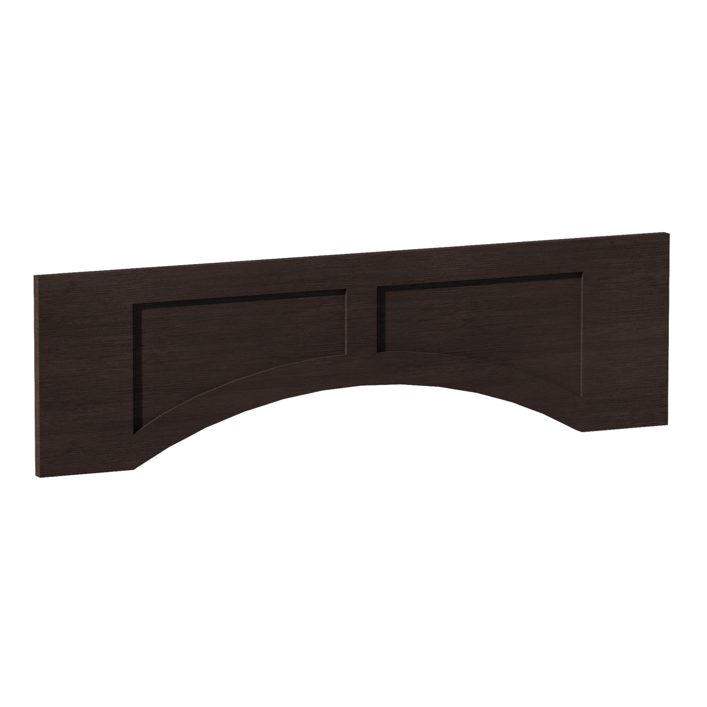 SM - VARP42: Mocha Brown Slim Shaker 42"W x 12"H x 3/4"D Arched Valance with Raised Panel - NextCabinets