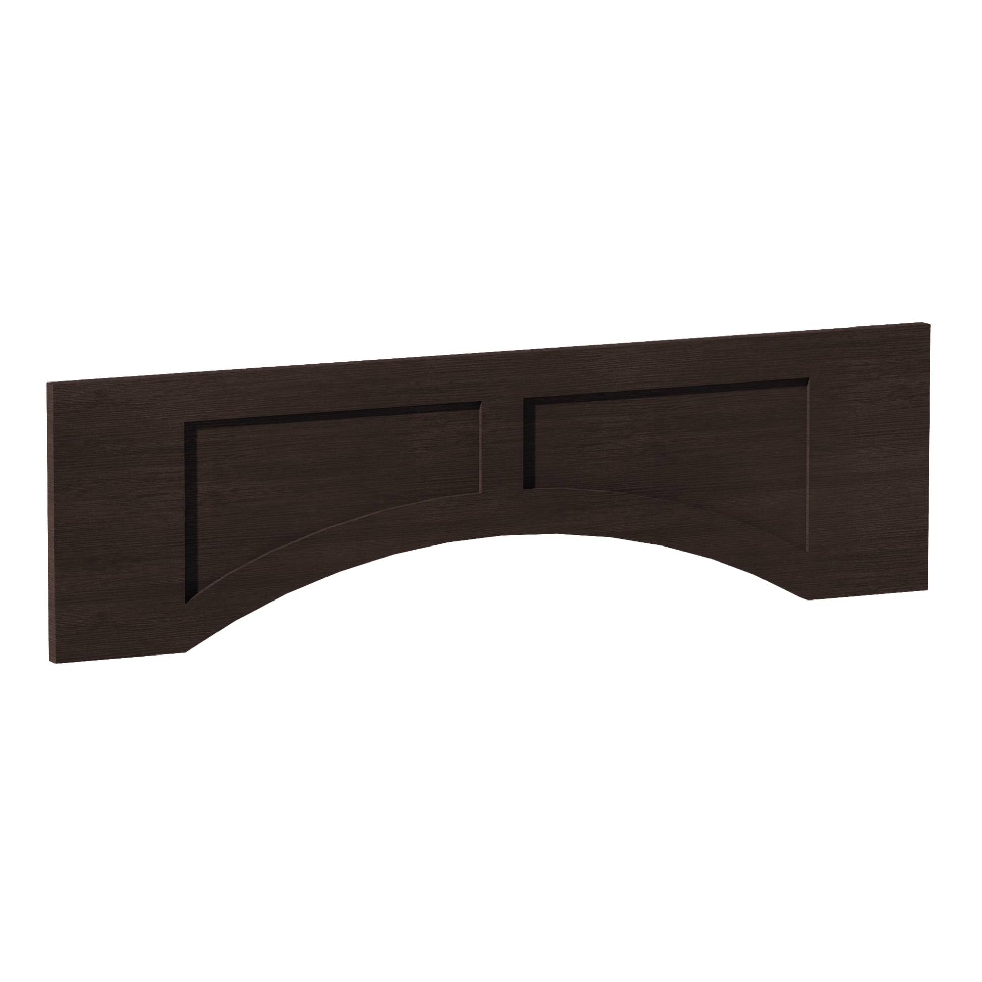 SM - VARP42: Mocha Brown Slim Shaker 42"W x 12"H x 3/4"D Arched Valance with Raised Panel - NextCabinets