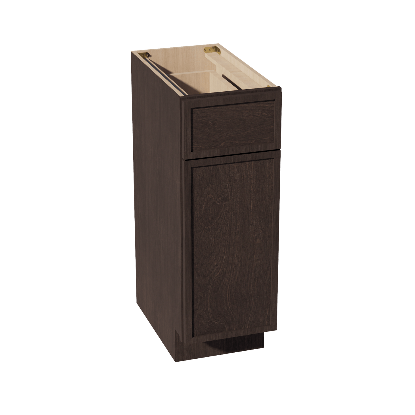 SM - VB1221: Mocha Brown Slim Shaker 12"W x 34 - 1/2"H x 21"D 1 Door & 1 Drawer Single Door Vanity Base Cabinets - NextCabinets