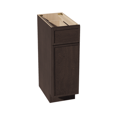 SM - VB1221: Mocha Brown Slim Shaker 12"W x 34 - 1/2"H x 21"D 1 Door & 1 Drawer Single Door Vanity Base Cabinets - NextCabinets