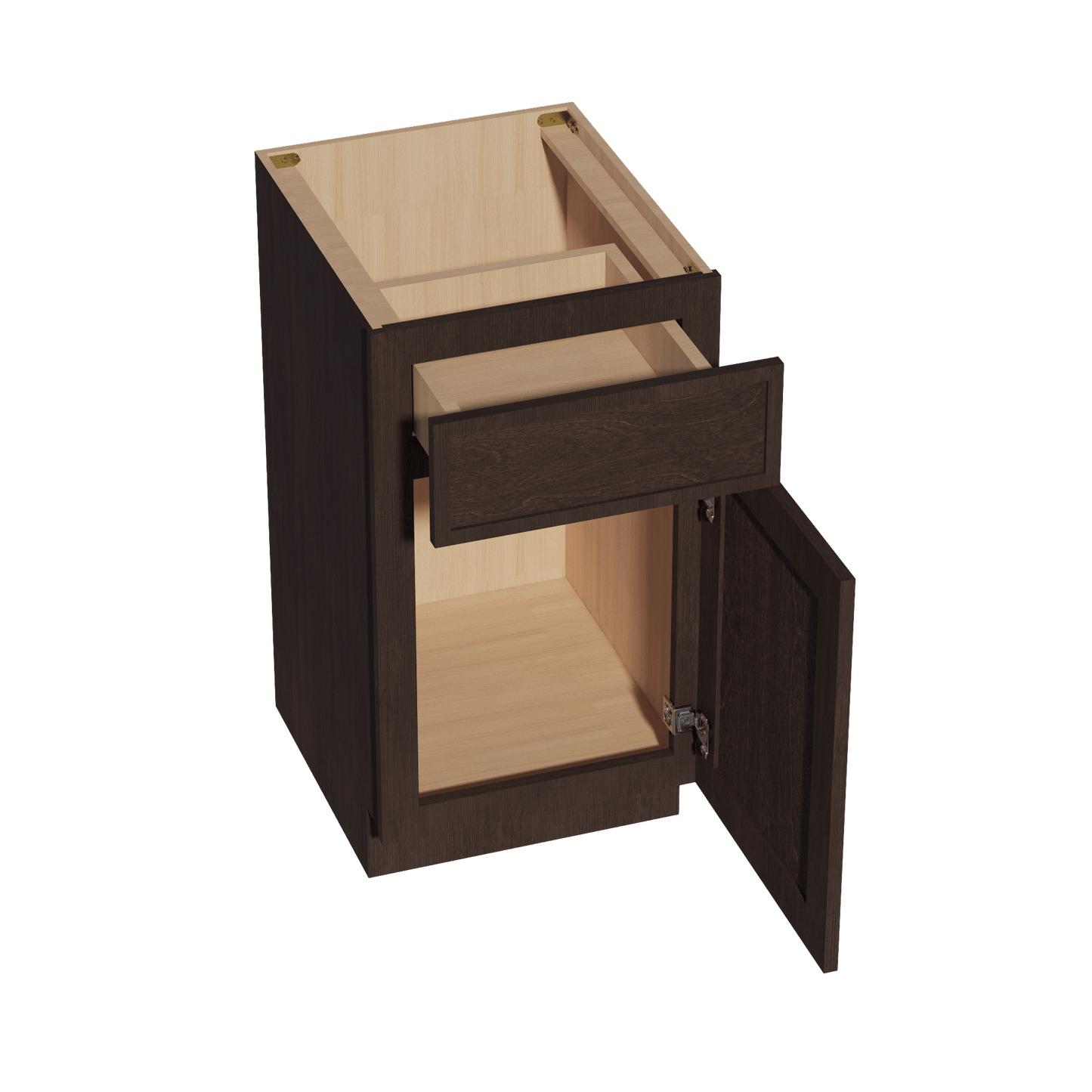 SM - VB1821: Mocha Brown Slim Shaker 18"W x 34 - 1/2"H x 21"D 1 Door & 1 Drawer Single Door Vanity Base Cabinets - NextCabinets