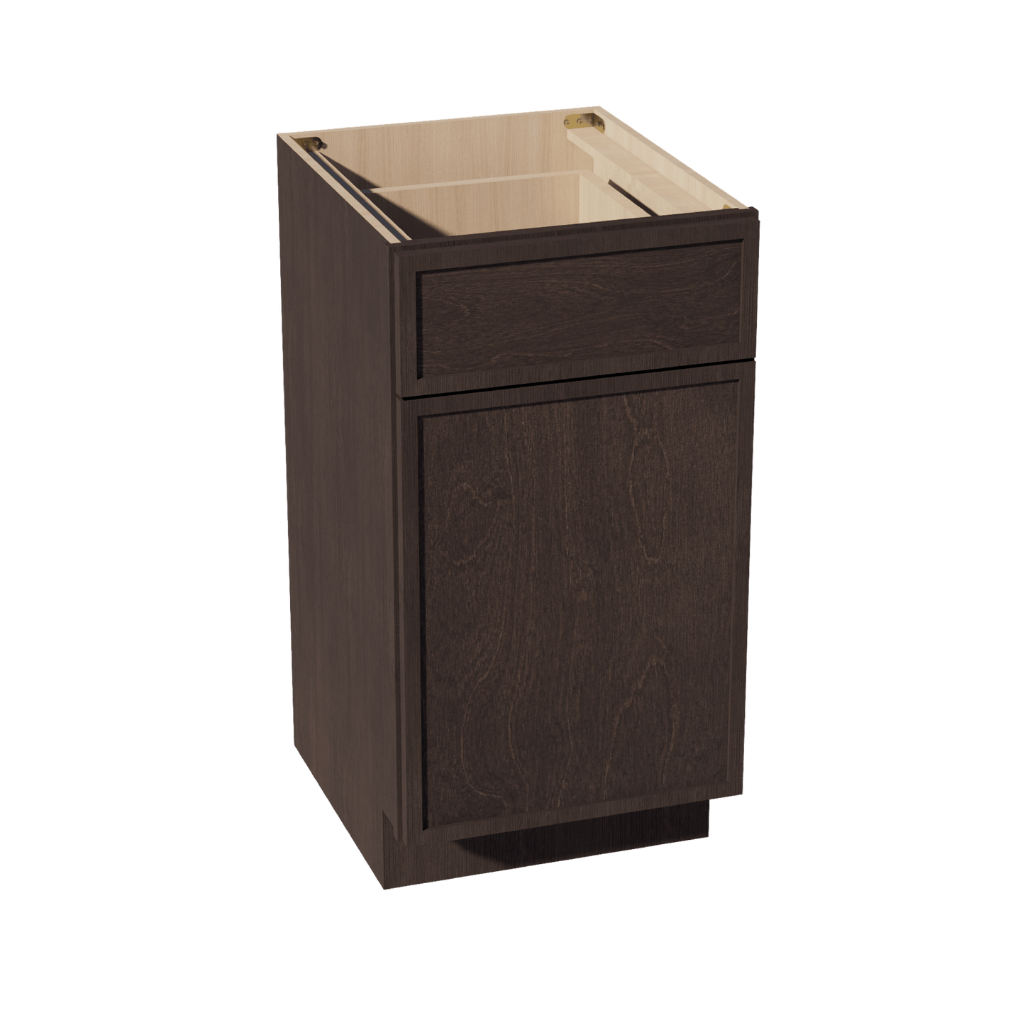 SM - VB1821: Mocha Brown Slim Shaker 18"W x 34 - 1/2"H x 21"D 1 Door & 1 Drawer Single Door Vanity Base Cabinets - NextCabinets