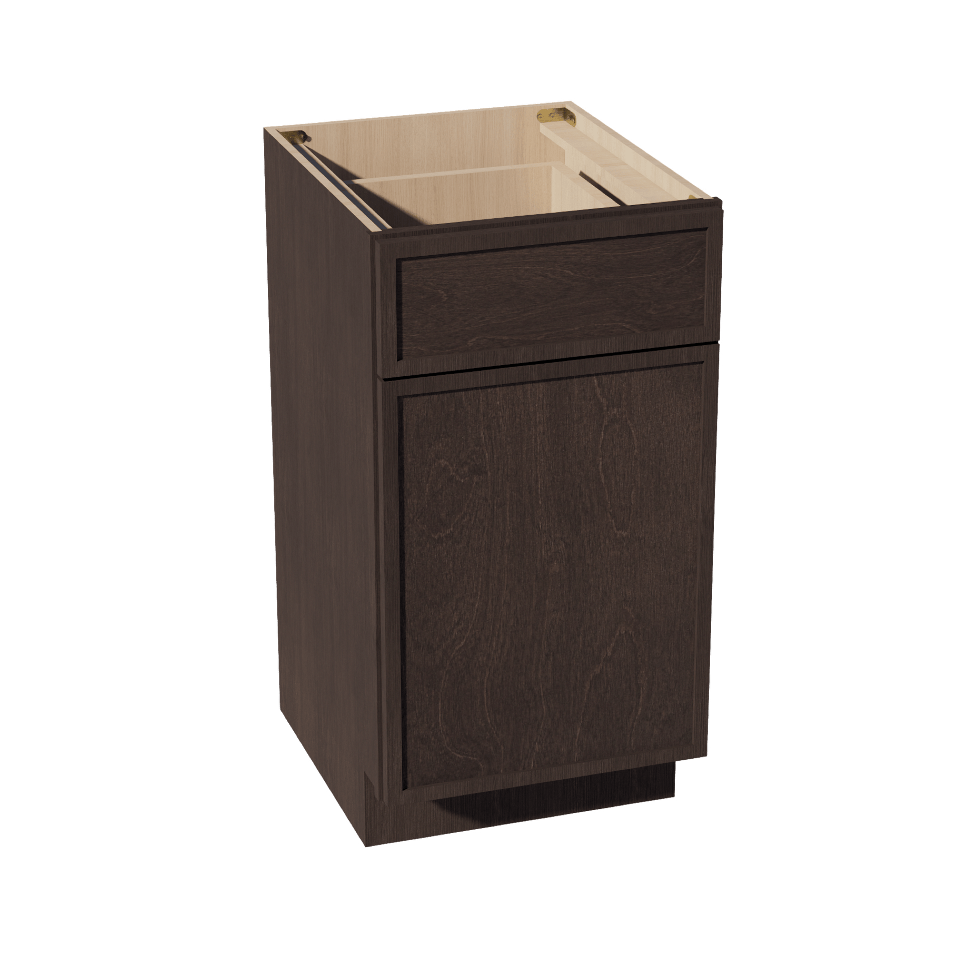 SM - VB1821: Mocha Brown Slim Shaker 18"W x 34 - 1/2"H x 21"D 1 Door & 1 Drawer Single Door Vanity Base Cabinets - NextCabinets