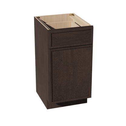SM - VB1821: Mocha Brown Slim Shaker 18"W x 34 - 1/2"H x 21"D 1 Door & 1 Drawer Single Door Vanity Base Cabinets - NextCabinets