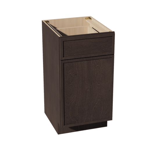 SM - VB1821: Mocha Brown Slim Shaker 18"W x 34 - 1/2"H x 21"D 1 Door & 1 Drawer Single Door Vanity Base Cabinets - NextCabinets