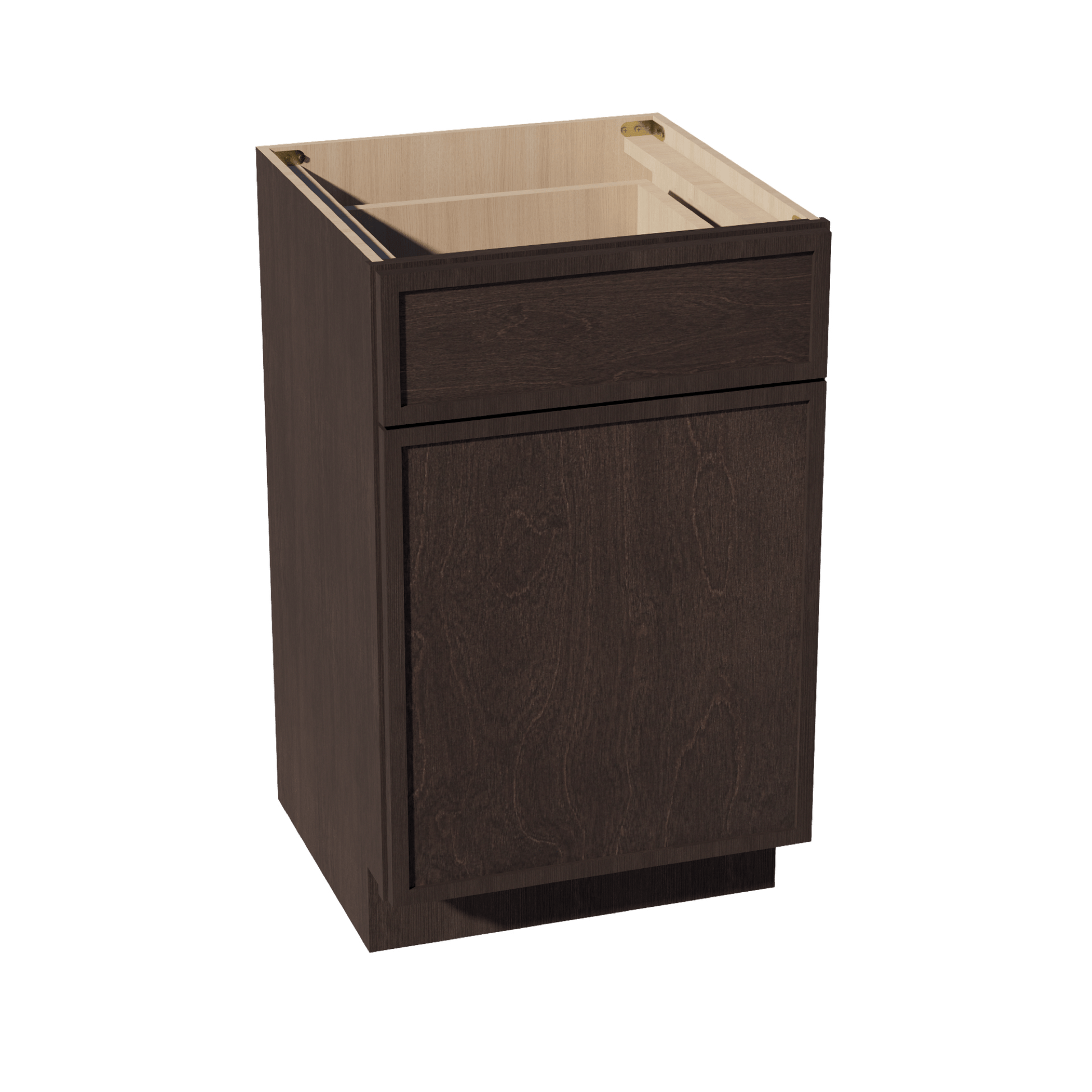 SM - VB2121: Mocha Brown Slim Shaker 21"W x 34 - 1/2"H x 21"D 1 Door & 1 Drawer Single Door Vanity Base Cabinets - NextCabinets