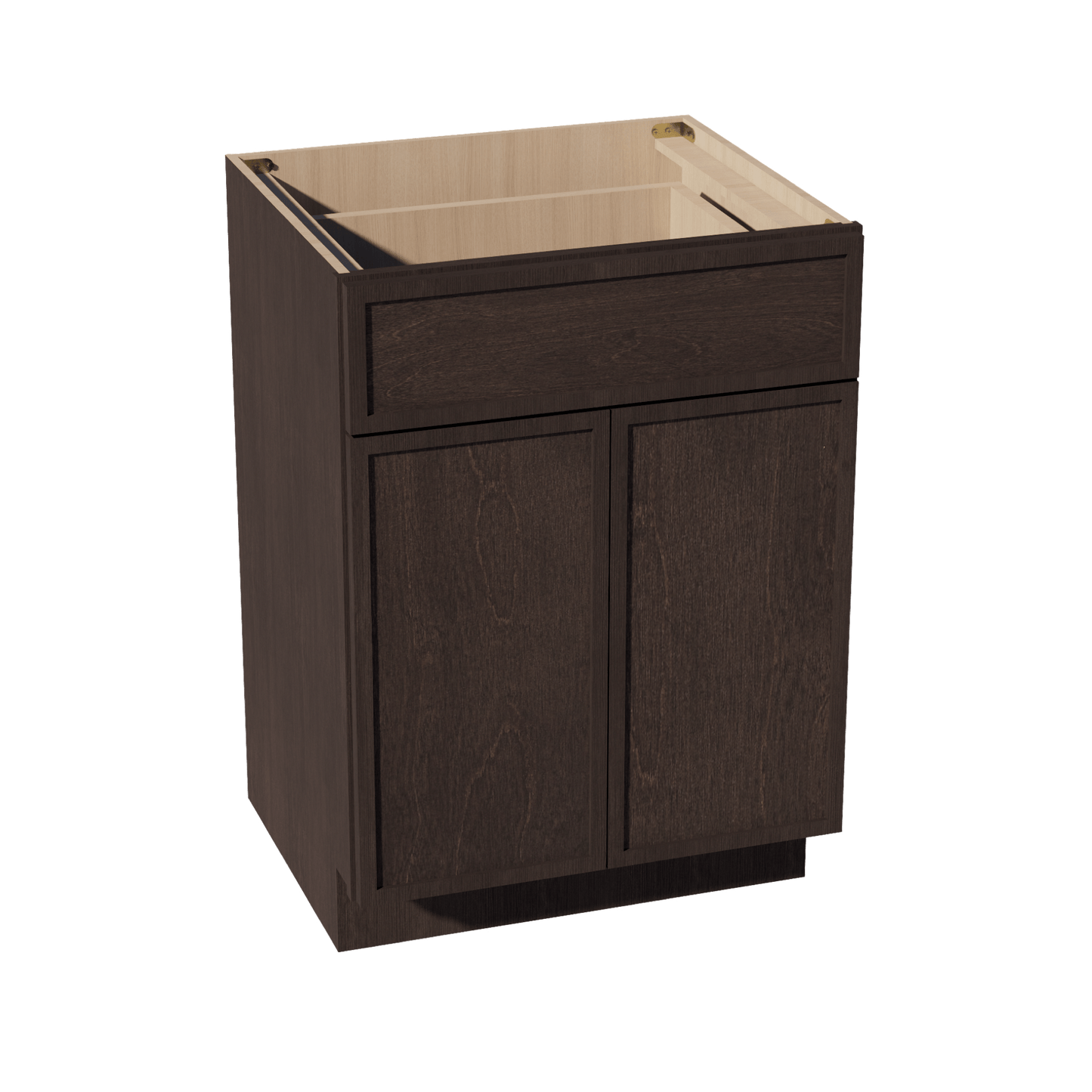 SM - VB2421: Mocha Brown Slim Shaker 24"W x 34 - 1/2"H x 21"D 2 Doors & 1 Drawer Double Door Vanity Base Cabinets - NextCabinets