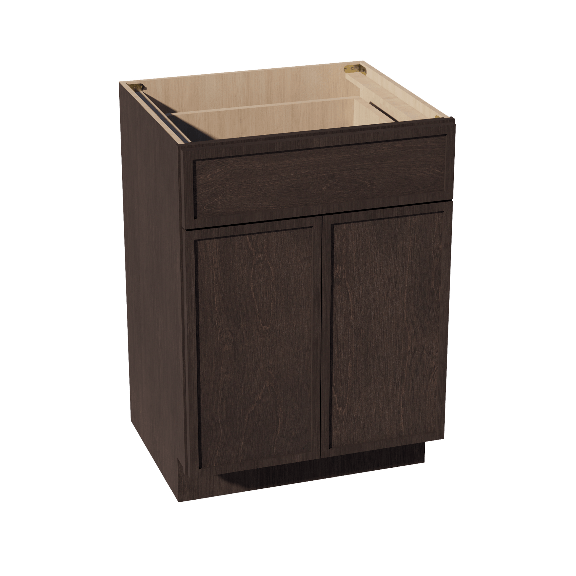 SM - VB2421: Mocha Brown Slim Shaker 24"W x 34 - 1/2"H x 21"D 2 Doors & 1 Drawer Double Door Vanity Base Cabinets - NextCabinets
