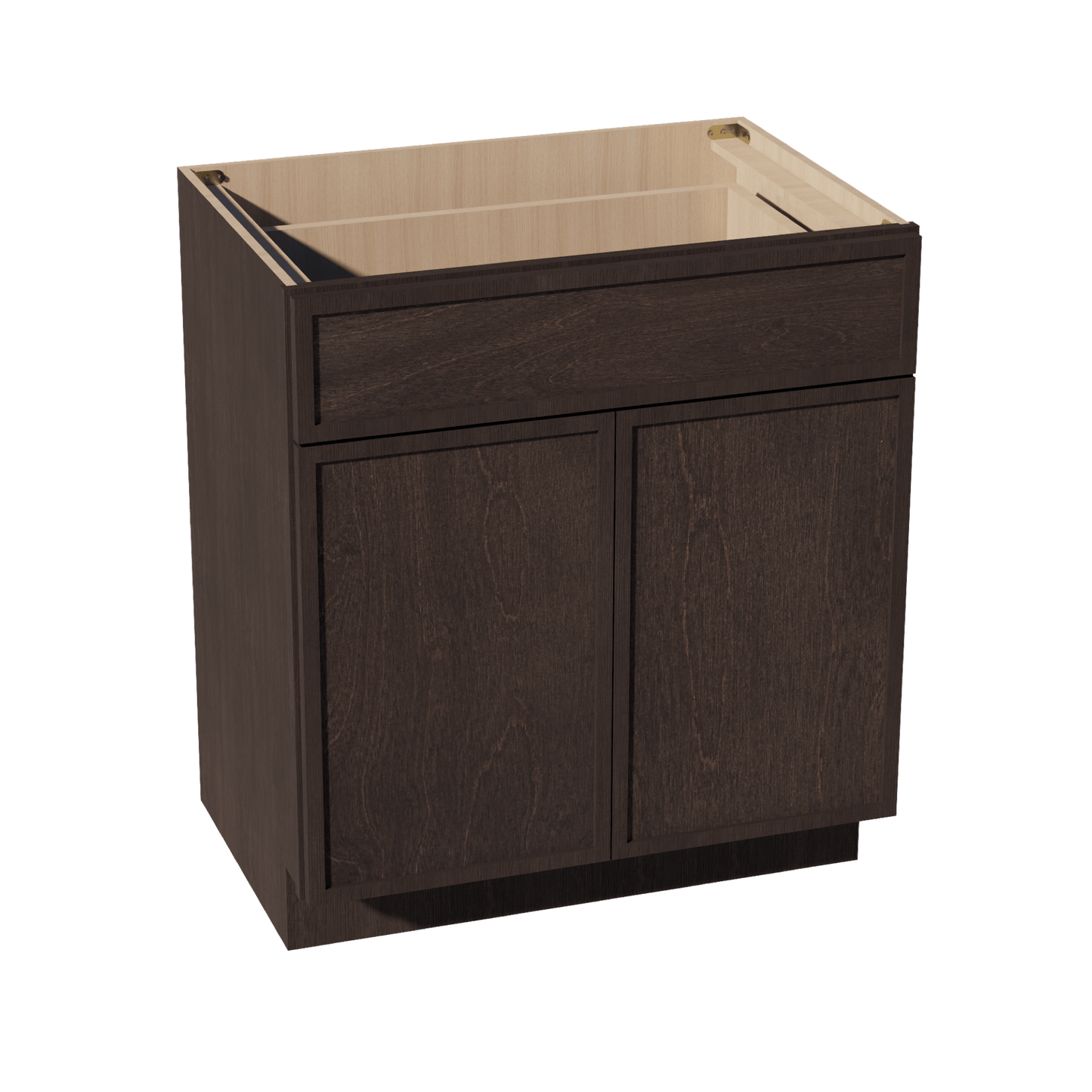 SM - VB3021: Mocha Brown Slim Shaker 30"W x 34 - 1/2"H x 21"D 2 Doors & 1 Drawer Double Door Vanity Base Cabinets - NextCabinets