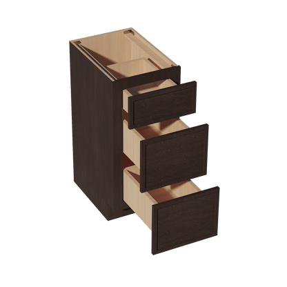 SM - VDB1521: Mocha Brown Slim Shaker 15"W x 34 - 1/2"H x 21"D 3 Drawers Vanity Base Cabinets - NextCabinets