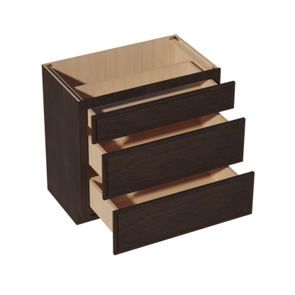 SM - VDB3621: Mocha Brown Slim Shaker 36"W x 34 - 1/2"H x 21"D 3 Drawers Vanity Base Cabinets - NextCabinets