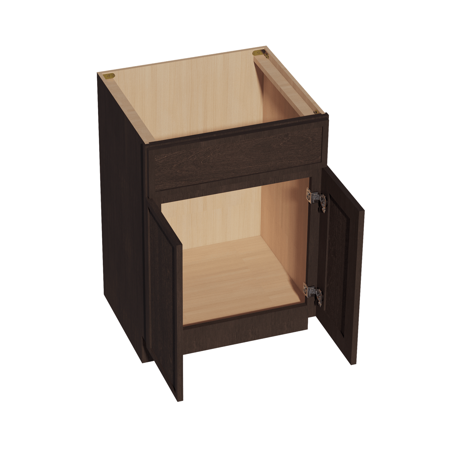 SM - VSB2421: Mocha Brown Slim Shaker 24"W x 34 - 1/2"H x 21"D 2 Doors & 1 False Drawer Vanity Sink Base Cabinets - NextCabinets