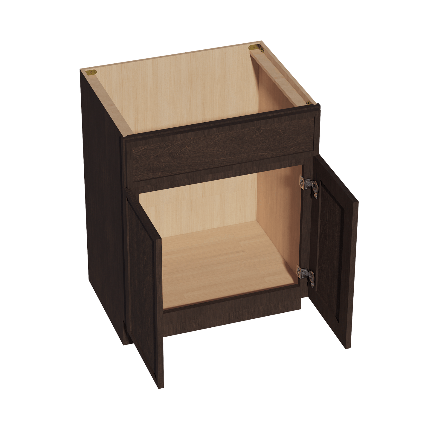 SM - VSB2721: Mocha Brown Slim Shaker 27"W x 34 - 1/2"H x 21"D 2 Doors & 1 False Drawer Vanity Sink Base Cabinets - NextCabinets