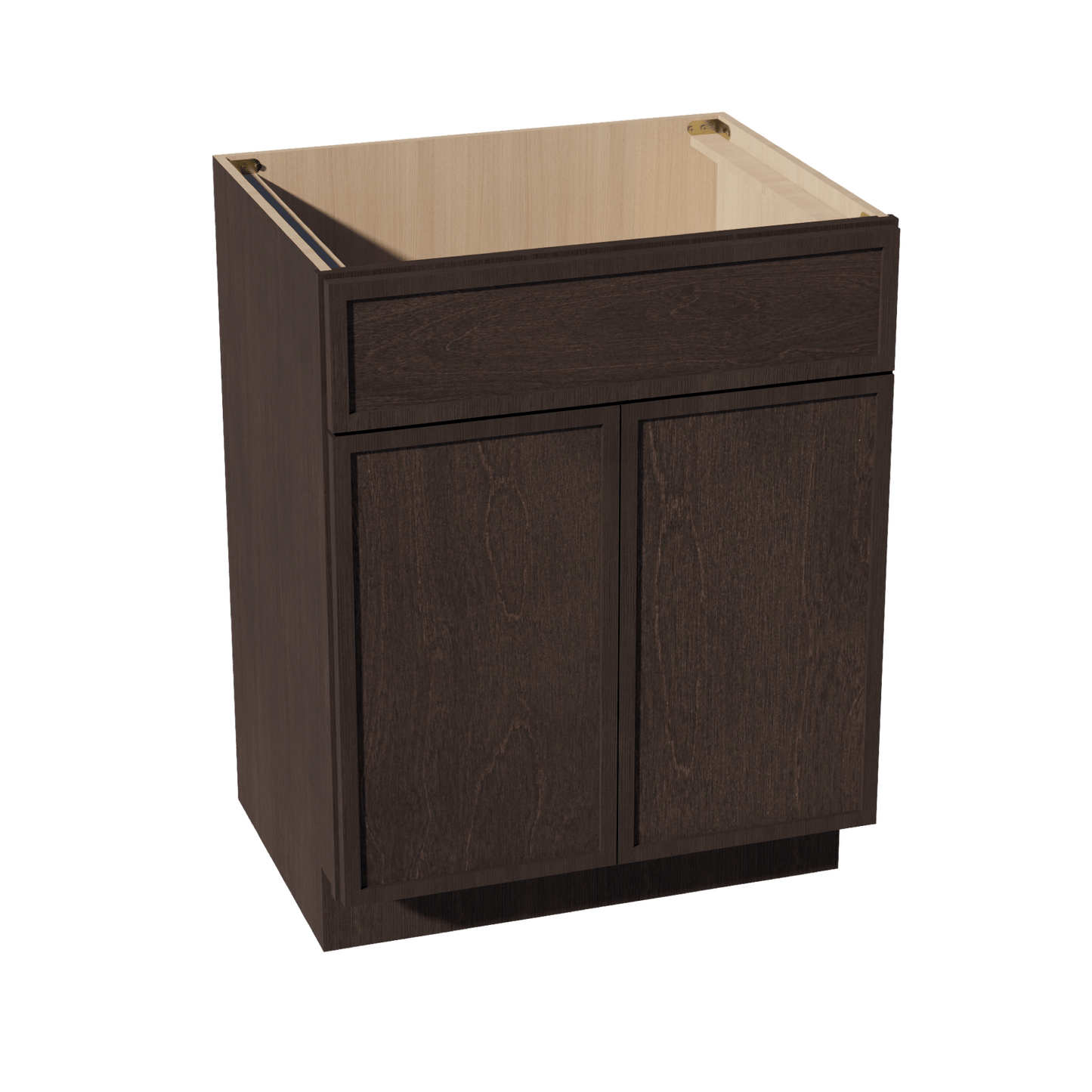SM - VSB2721: Mocha Brown Slim Shaker 27"W x 34 - 1/2"H x 21"D 2 Doors & 1 False Drawer Vanity Sink Base Cabinets - NextCabinets