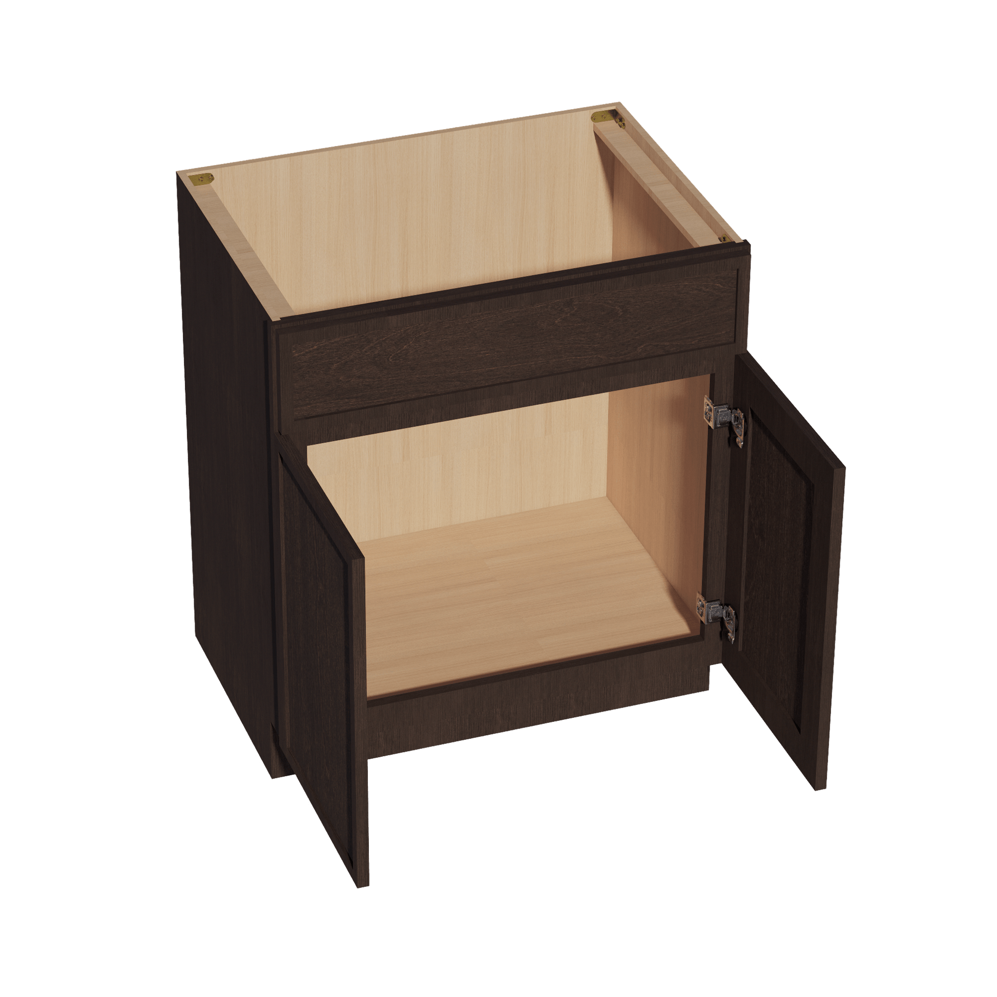 SM - VSB3021: Mocha Brown Slim Shaker 30"W x 34 - 1/2"H x 21"D 2 Doors & 1 False Drawer Vanity Sink Base Cabinets - NextCabinets