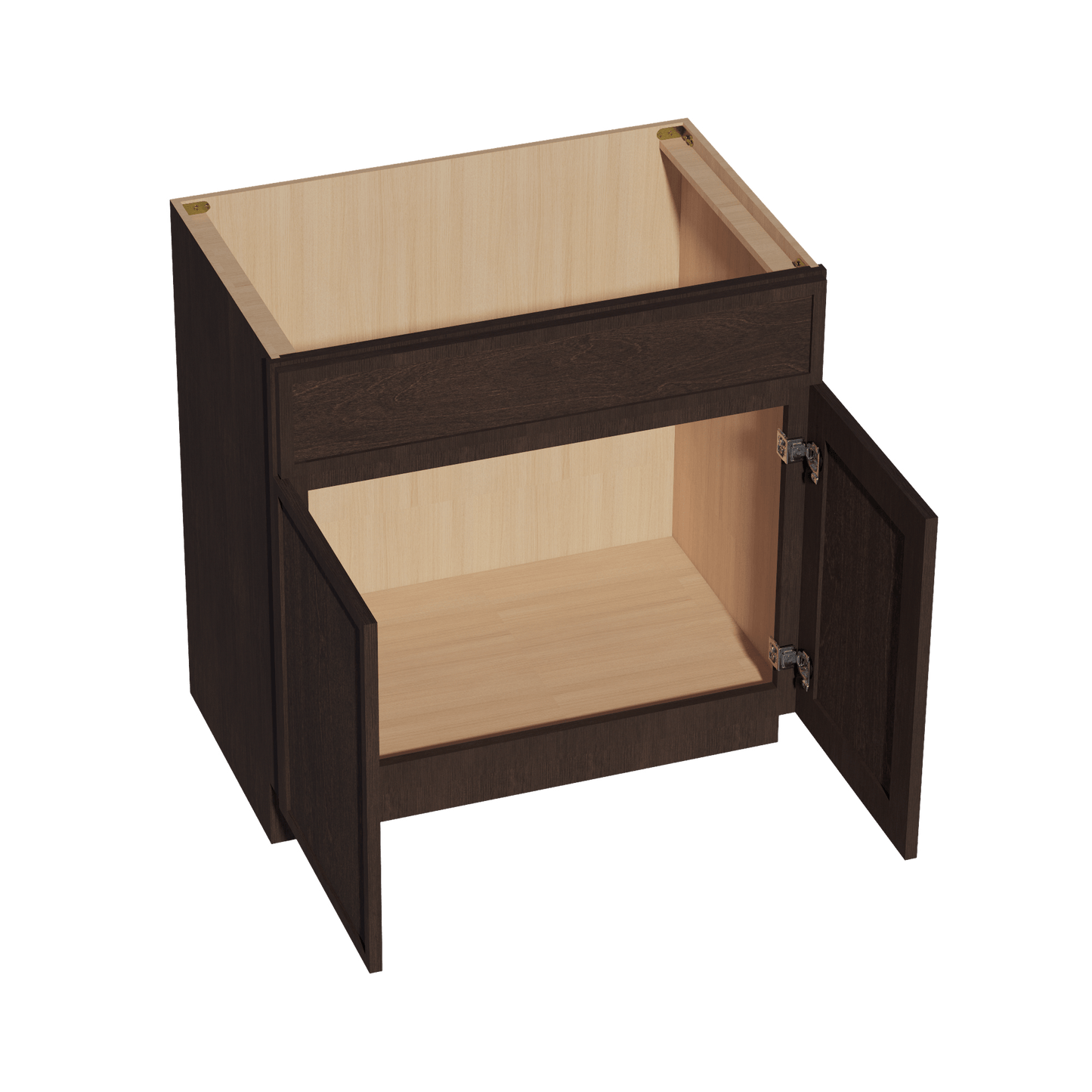 SM - VSB3321: Mocha Brown Slim Shaker 33"W x 34 - 1/2"H x 21"D 2 Doors & 1 False Drawer Vanity Sink Base Cabinets - NextCabinets