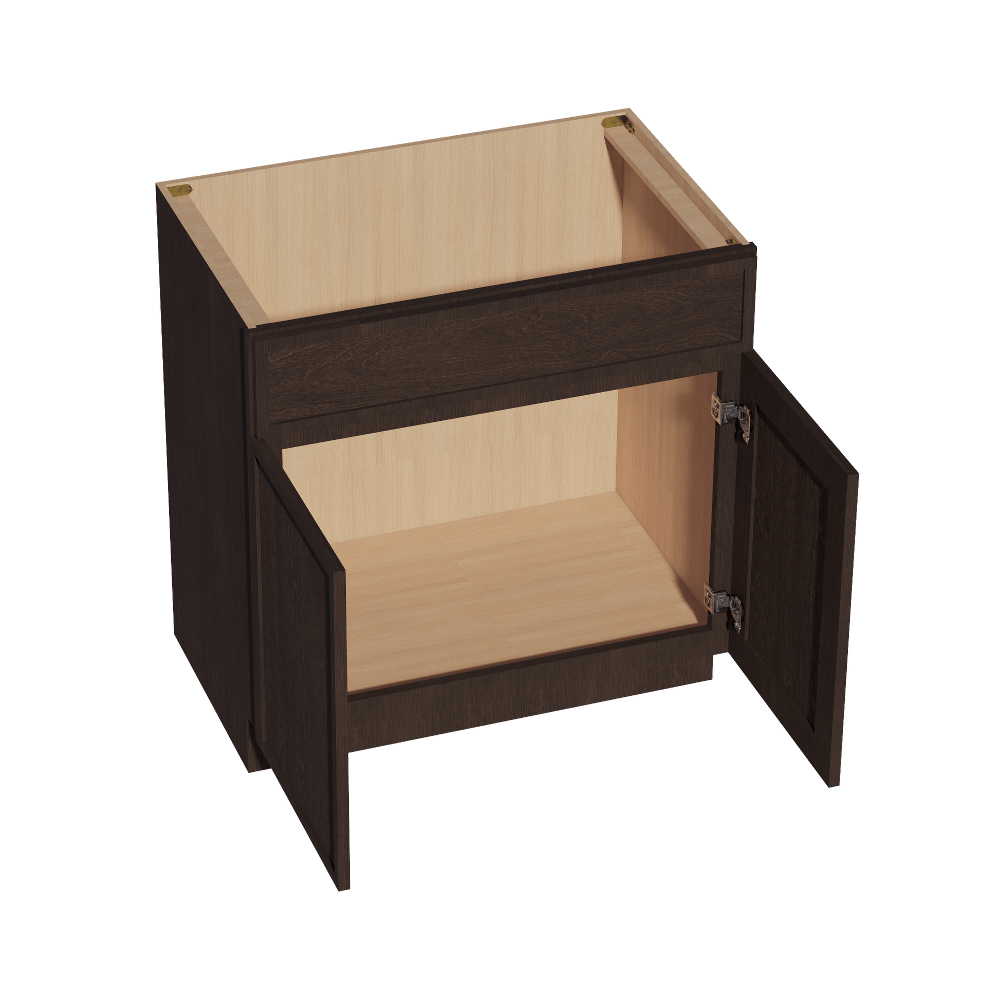 SM - VSB3321: Mocha Brown Slim Shaker 33"W x 34 - 1/2"H x 21"D 2 Doors & 1 False Drawer Vanity Sink Base Cabinets - NextCabinets