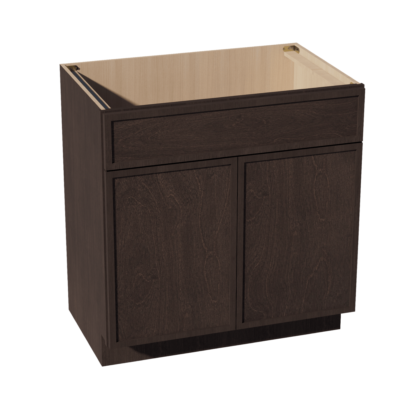 SM - VSB3321: Mocha Brown Slim Shaker 33"W x 34 - 1/2"H x 21"D 2 Doors & 1 False Drawer Vanity Sink Base Cabinets - NextCabinets