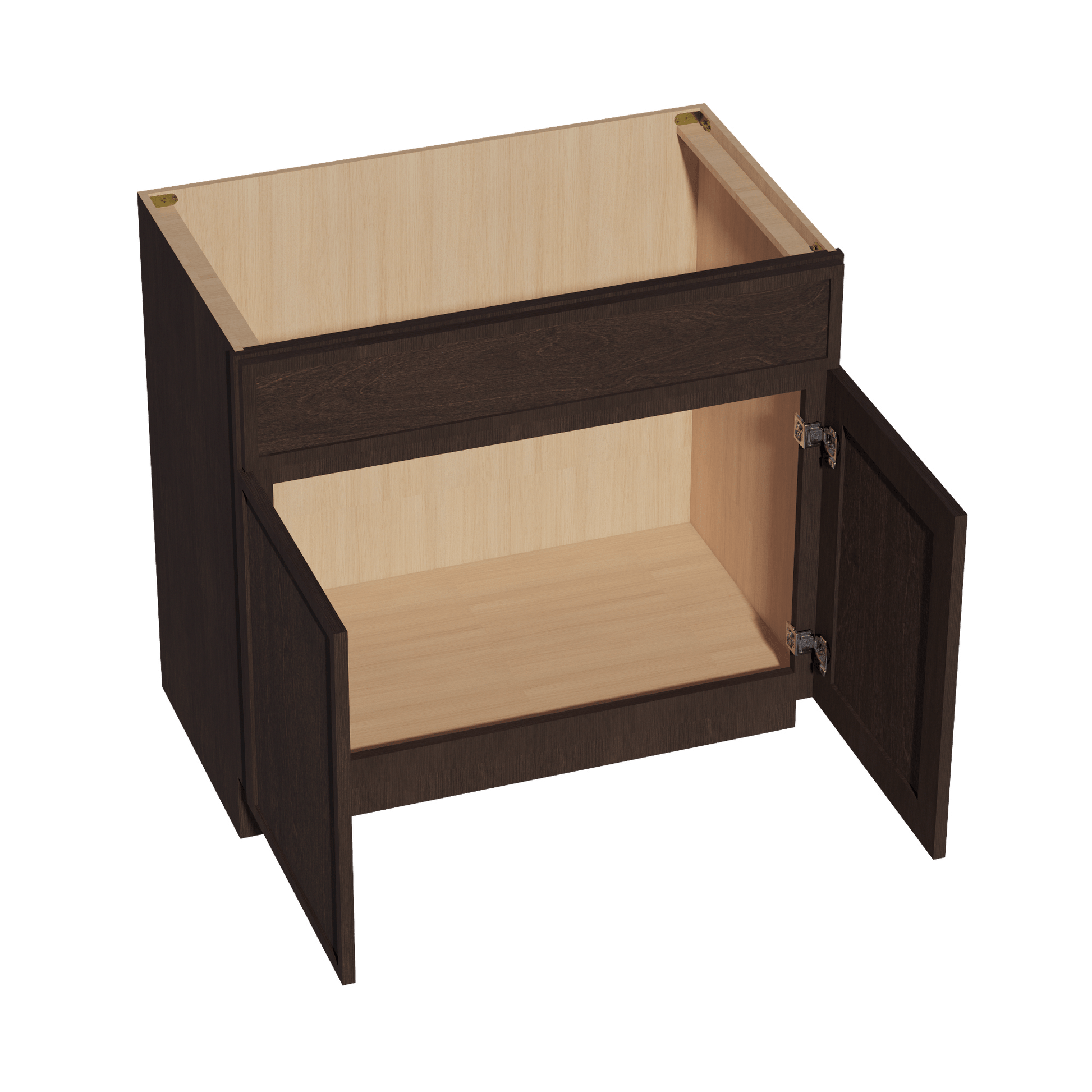 SM - VSB3621: Mocha Brown Slim Shaker 36"W x 34 - 1/2"H x 21"D 2 Doors & 1 False Drawer Vanity Sink Base Cabinets - NextCabinets