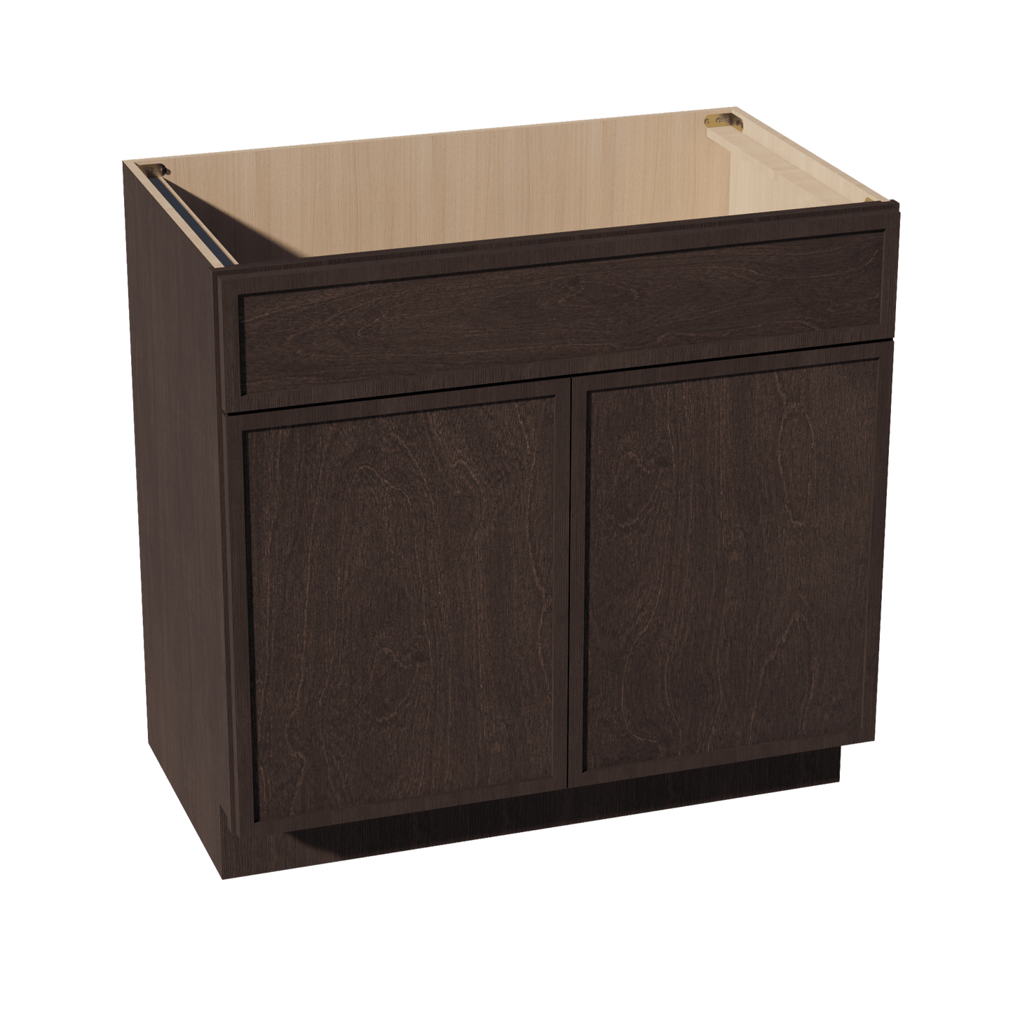 SM - VSB3621: Mocha Brown Slim Shaker 36"W x 34 - 1/2"H x 21"D 2 Doors & 1 False Drawer Vanity Sink Base Cabinets - NextCabinets