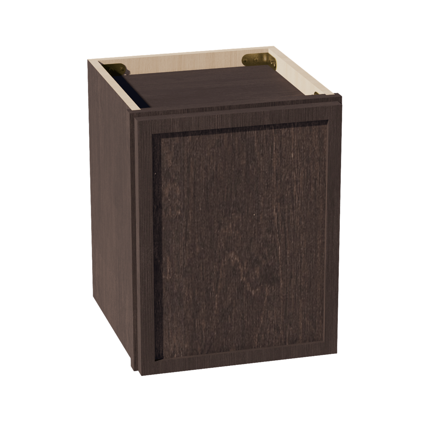 SM - W1215: Mocha Brown Slim Shaker 12"W x 15"H 1 Door Standard Wall Bridge Cabinet - NextCabinets