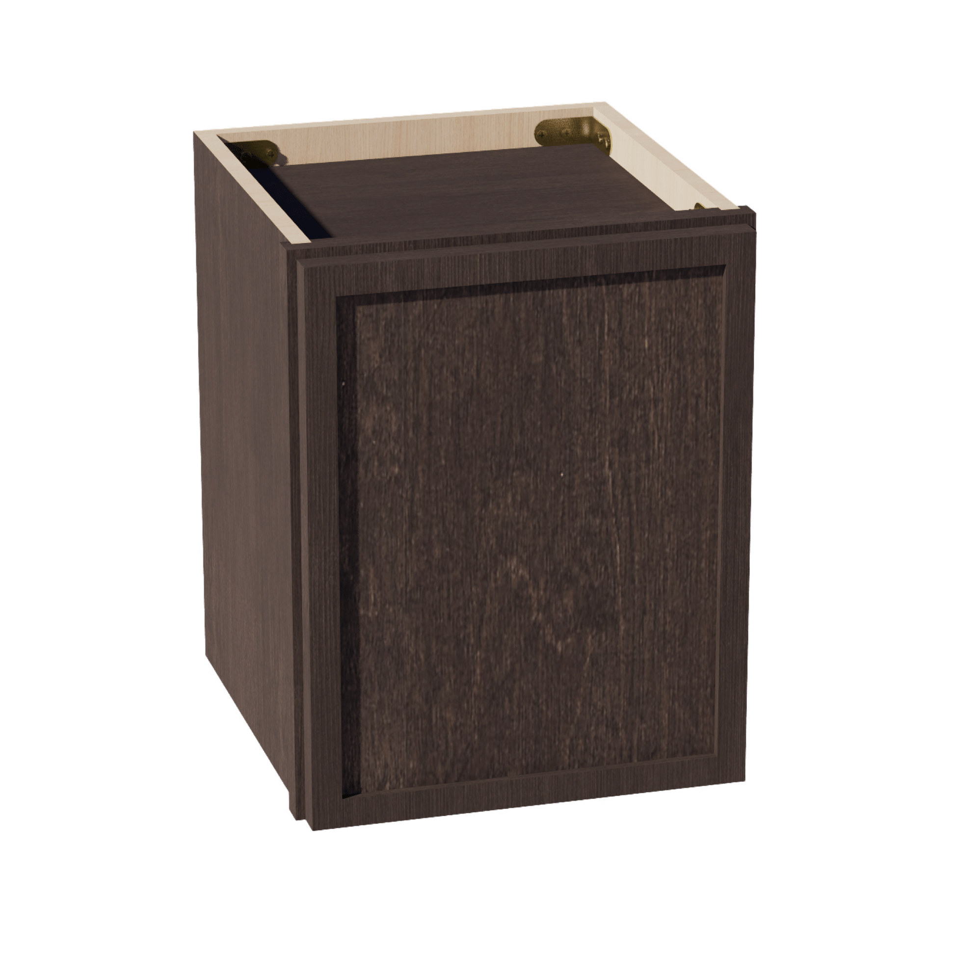 SM - W1215: Mocha Brown Slim Shaker 12"W x 15"H 1 Door Standard Wall Bridge Cabinet - NextCabinets