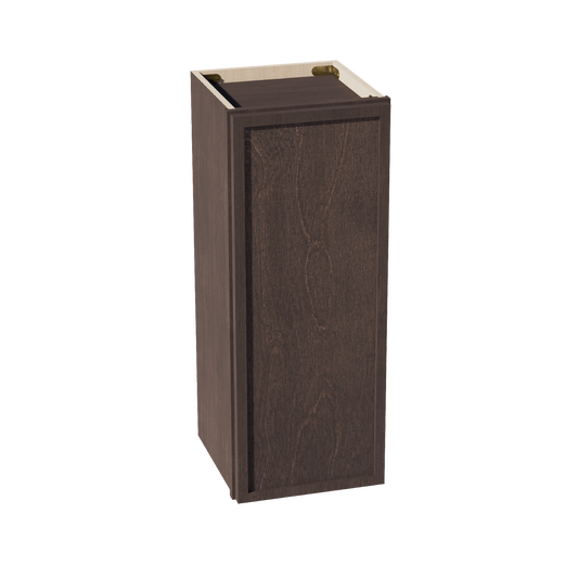 SM - W1230: Mocha Brown Slim Shaker 12"W x 30"H 1 Door & 2 Shelves Standard Wall Cabinet - NextCabinets