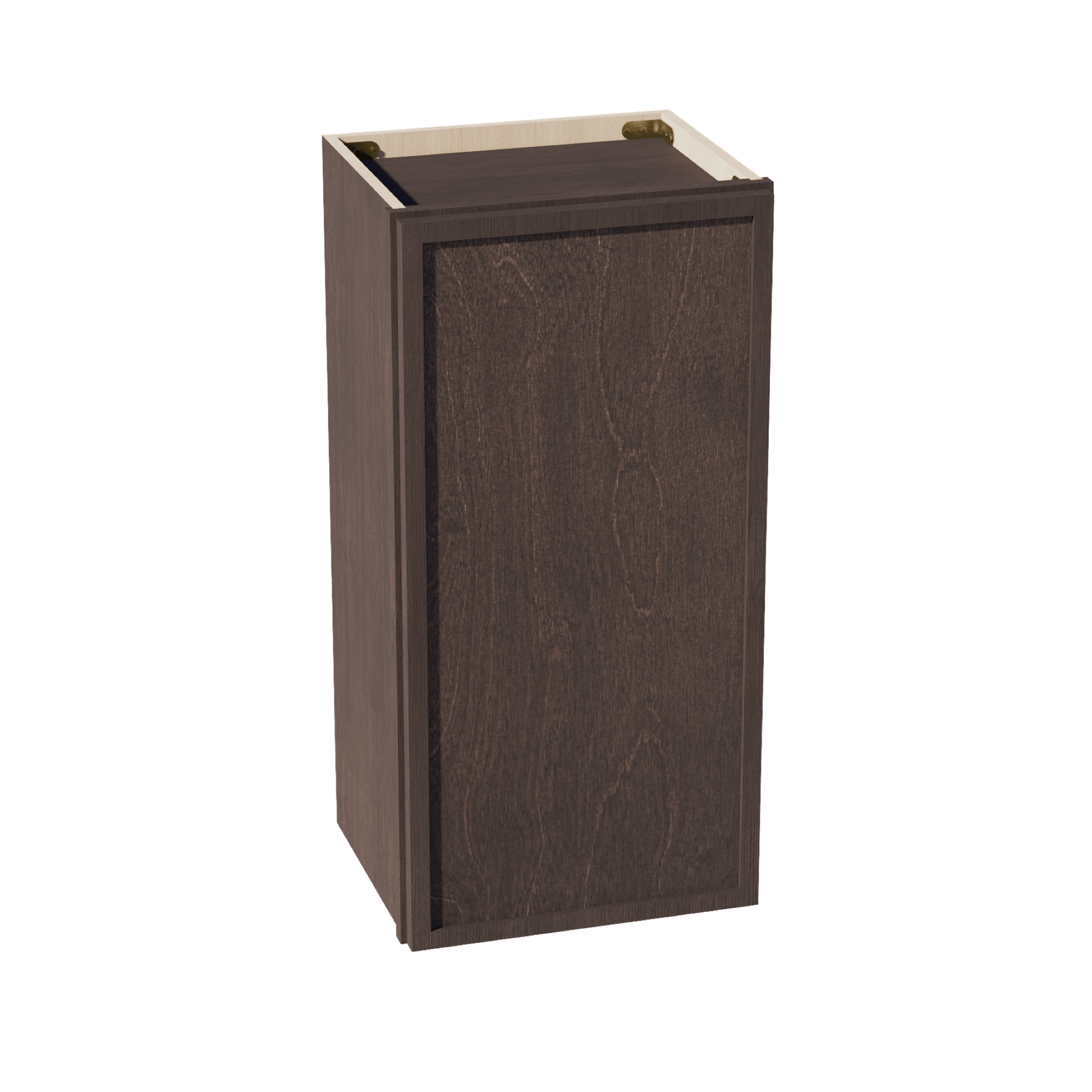 SM - W1530: Mocha Brown Slim Shaker 15"W x 30"H 1 Door & 2 Shelves Standard Wall Cabinet - NextCabinets
