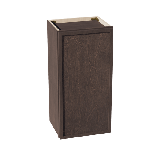 SM - W1530: Mocha Brown Slim Shaker 15"W x 30"H 1 Door & 2 Shelves Standard Wall Cabinet - NextCabinets