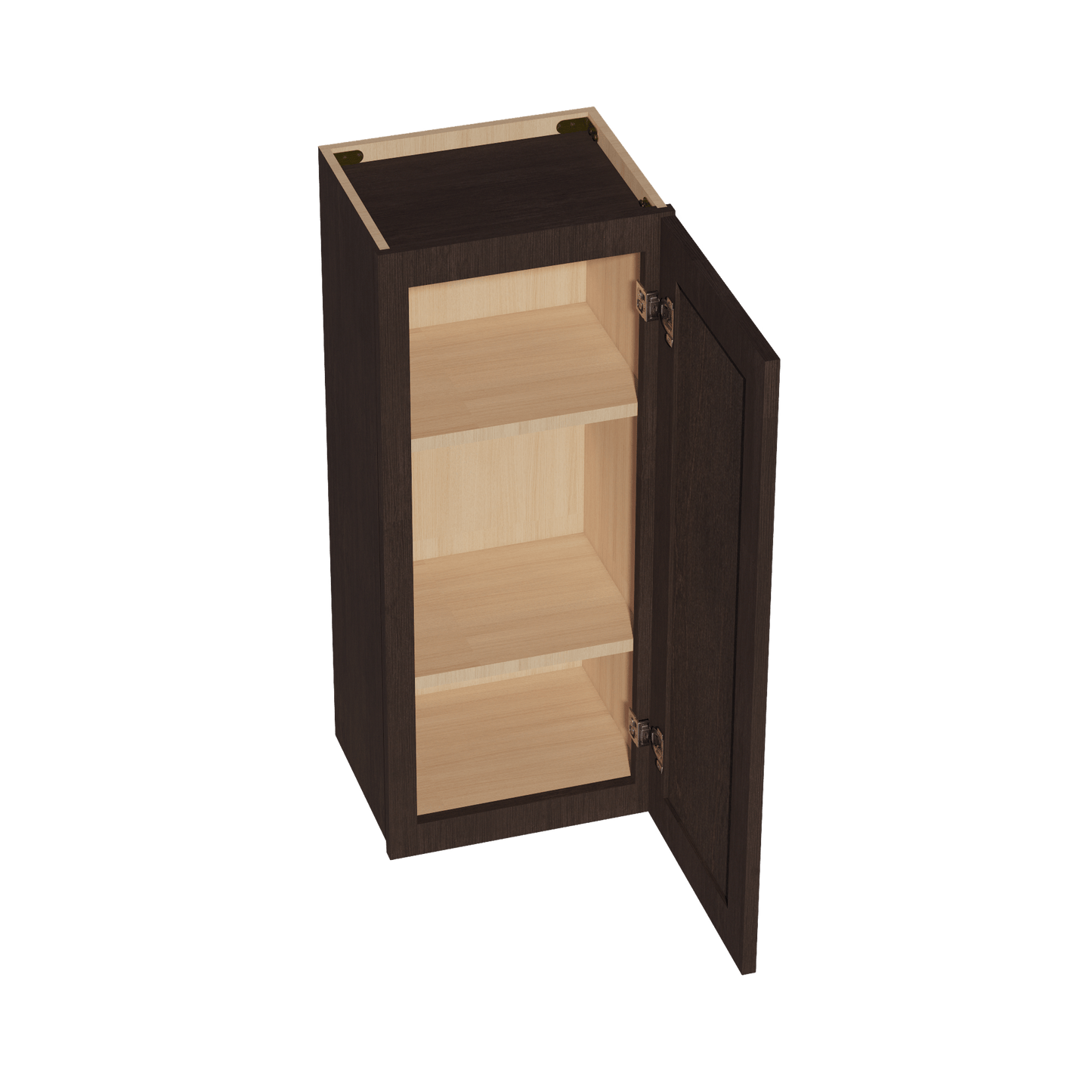 SM - W1536: Mocha Brown Slim Shaker 15"W x 36"H 1 Door & 2 Shelves Standard Wall Cabinet - NextCabinets