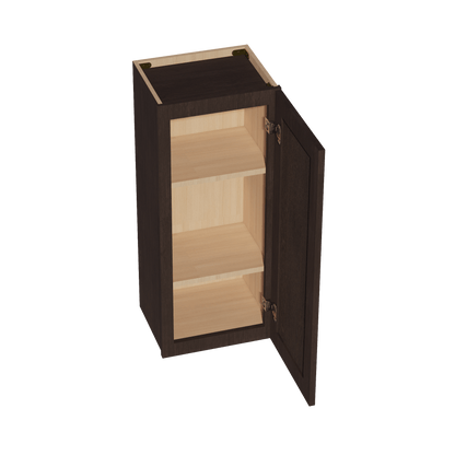 SM - W1536: Mocha Brown Slim Shaker 15"W x 36"H 1 Door & 2 Shelves Standard Wall Cabinet - NextCabinets