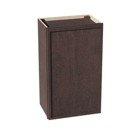SM - W1830: Mocha Brown Slim Shaker 18"W x 30"H 1 Door & 2 Shelves Standard Wall Cabinet - NextCabinets
