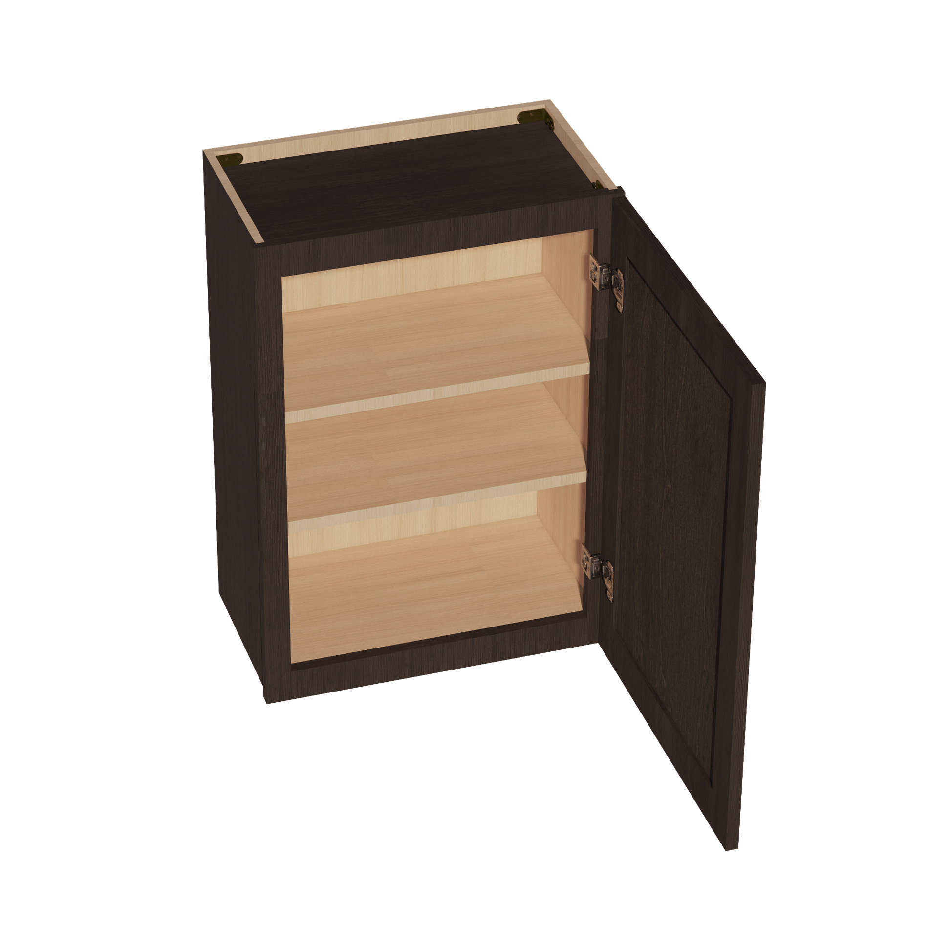 SM - W2130: Mocha Brown Slim Shaker 21"W x 30"H 1 Door & 2 Shelves Standard Wall Cabinet - NextCabinets