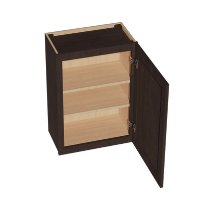 SM - W2130: Mocha Brown Slim Shaker 21"W x 30"H 1 Door & 2 Shelves Standard Wall Cabinet - NextCabinets