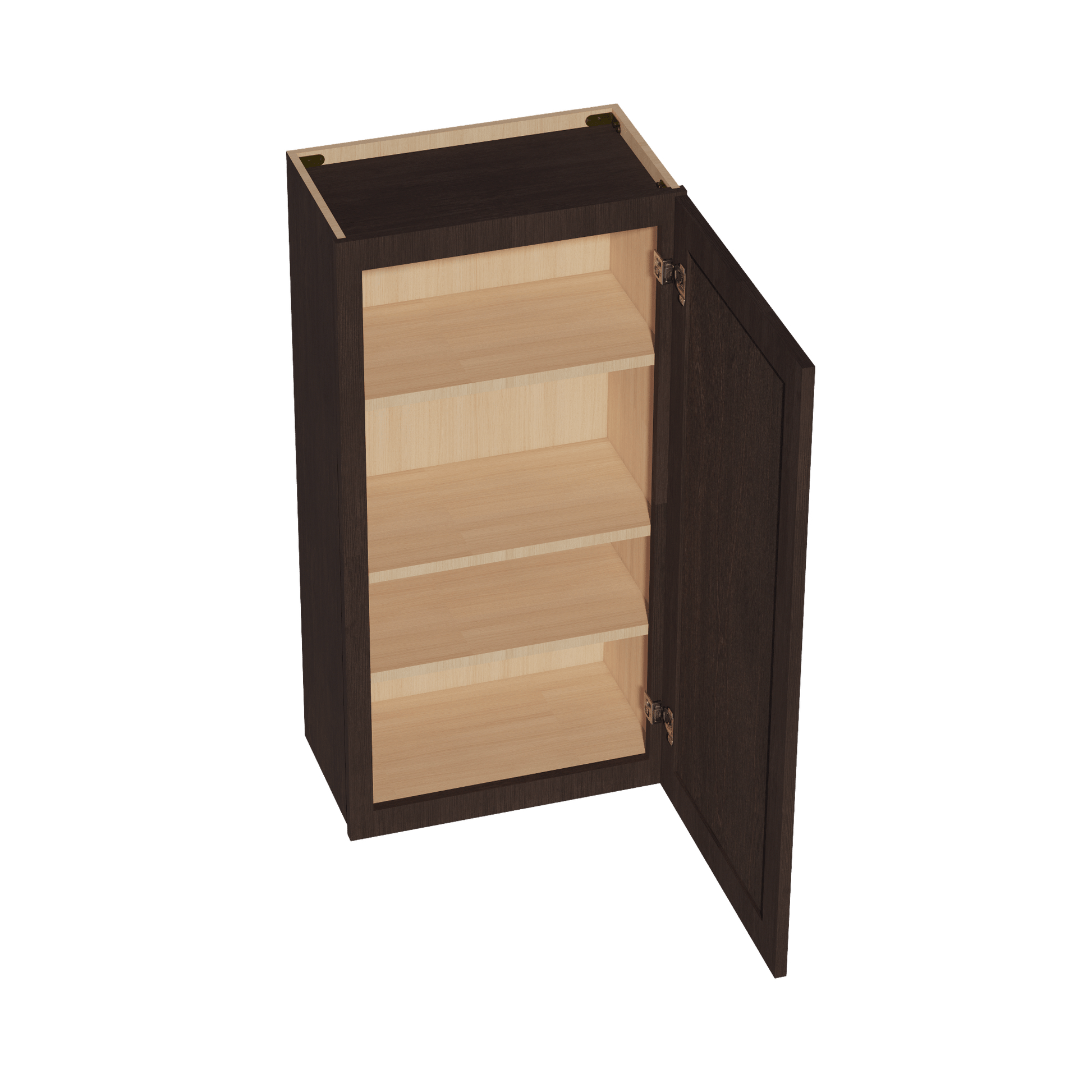 SM - W2142: Mocha Brown Slim Shaker 21"W x 42"H 1 Door & 3 Shelves Standard Wall Cabinet - NextCabinets