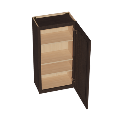 SM - W2142: Mocha Brown Slim Shaker 21"W x 42"H 1 Door & 3 Shelves Standard Wall Cabinet - NextCabinets