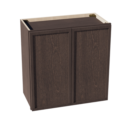 SM - W2424: Mocha Brown Slim Shaker 24"W x 24"H 2 Doors Standard Wall Bridge Cabinet - NextCabinets