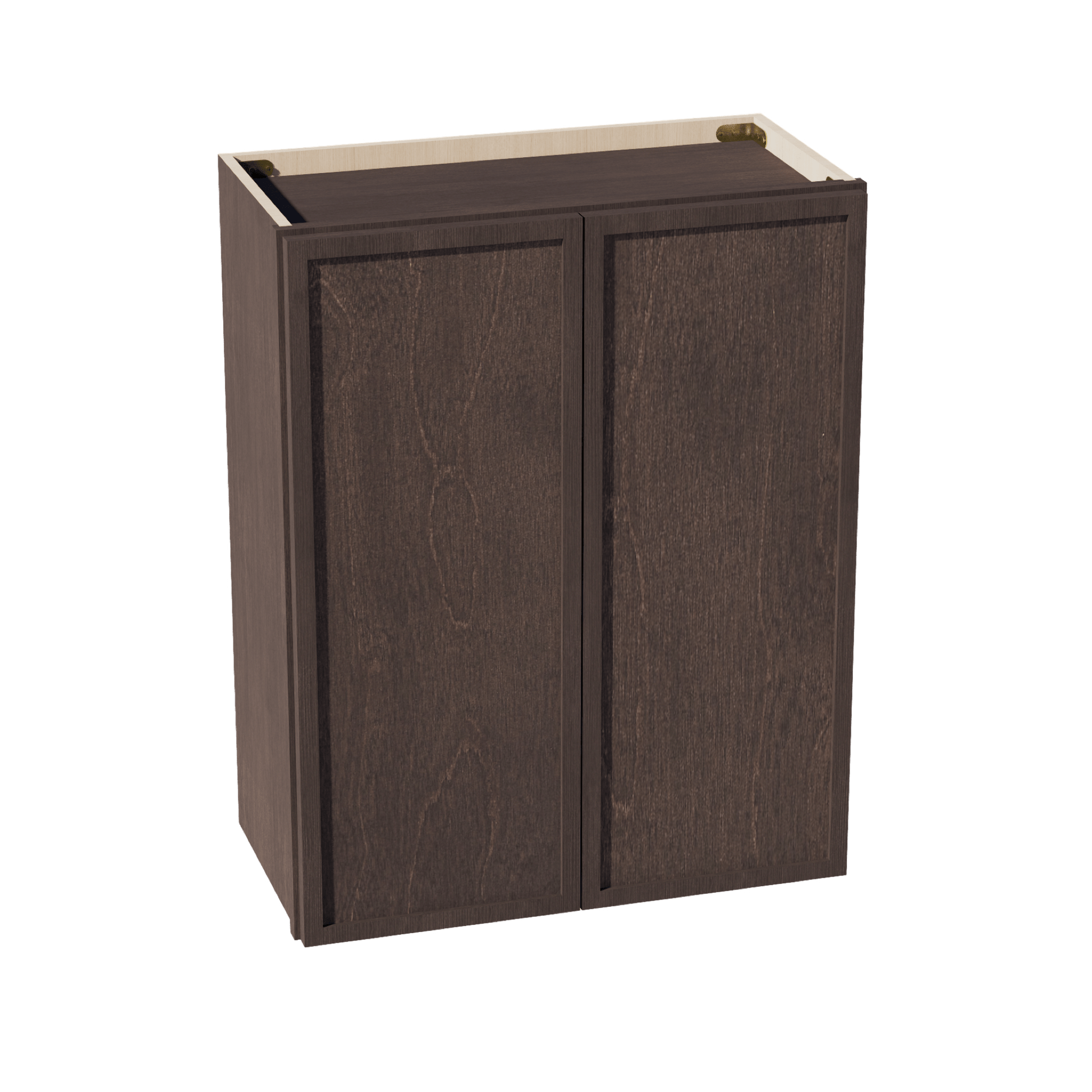 SM - W2430: Mocha Brown Slim Shaker 24"W x 30"H 2 Doors & 2 Shelves Standard Wall Cabinet - NextCabinets
