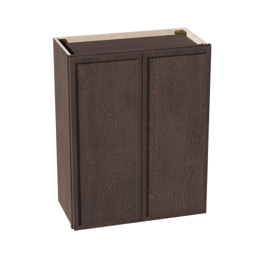 SM - W2430: Mocha Brown Slim Shaker 24"W x 30"H 2 Doors & 2 Shelves Standard Wall Cabinet - NextCabinets