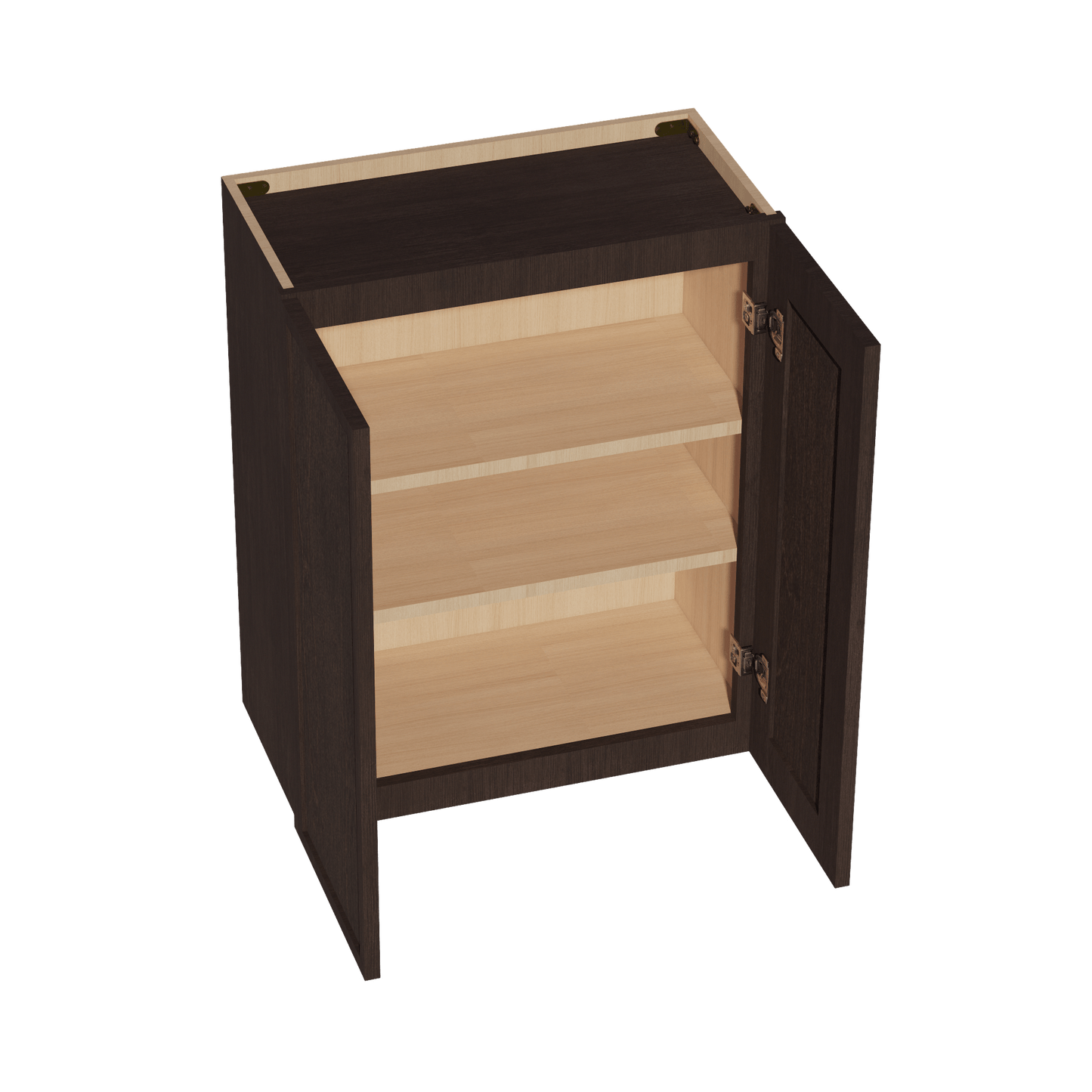 SM - W2430: Mocha Brown Slim Shaker 24"W x 30"H 2 Doors & 2 Shelves Standard Wall Cabinet - NextCabinets