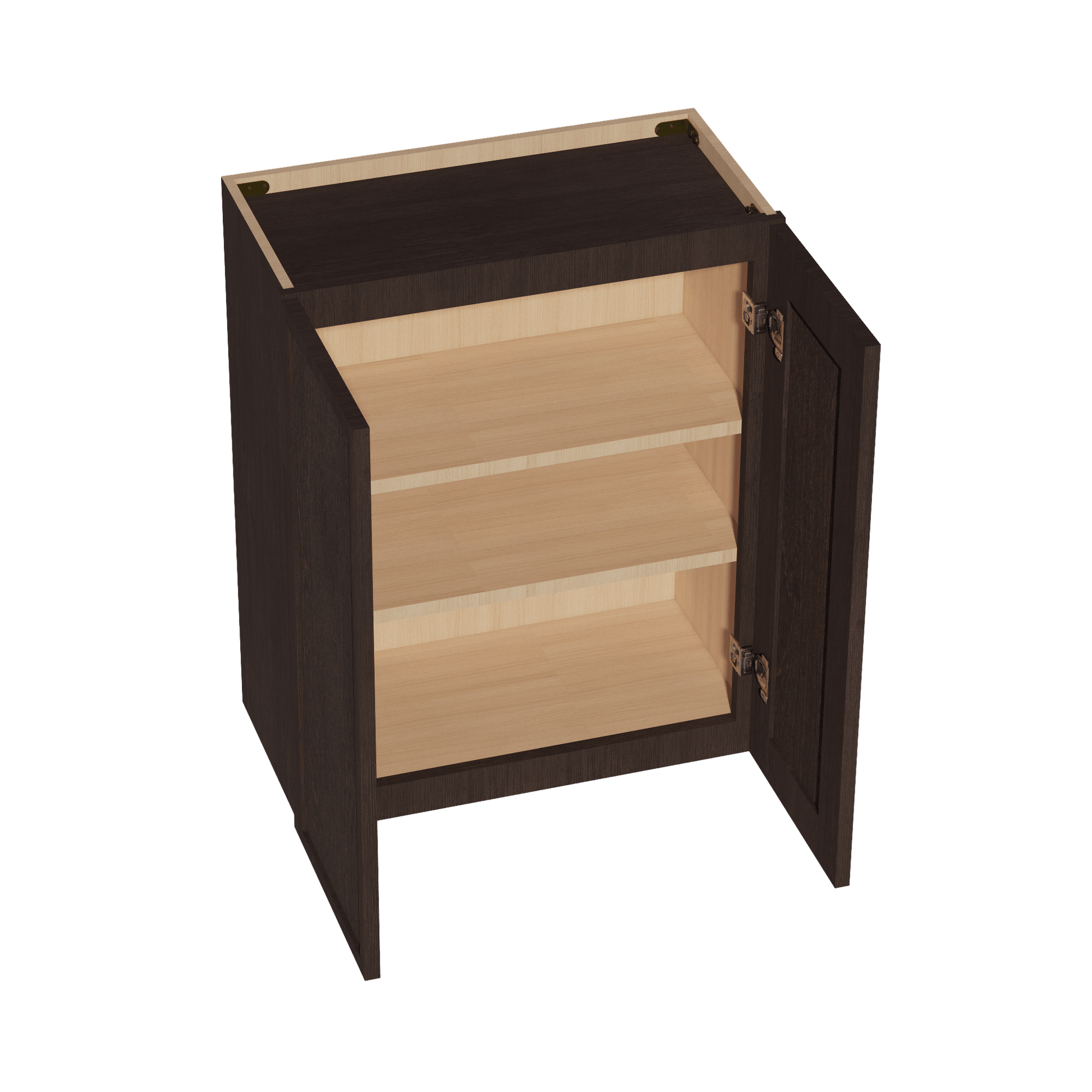 SM - W2430: Mocha Brown Slim Shaker 24"W x 30"H 2 Doors & 2 Shelves Standard Wall Cabinet - NextCabinets