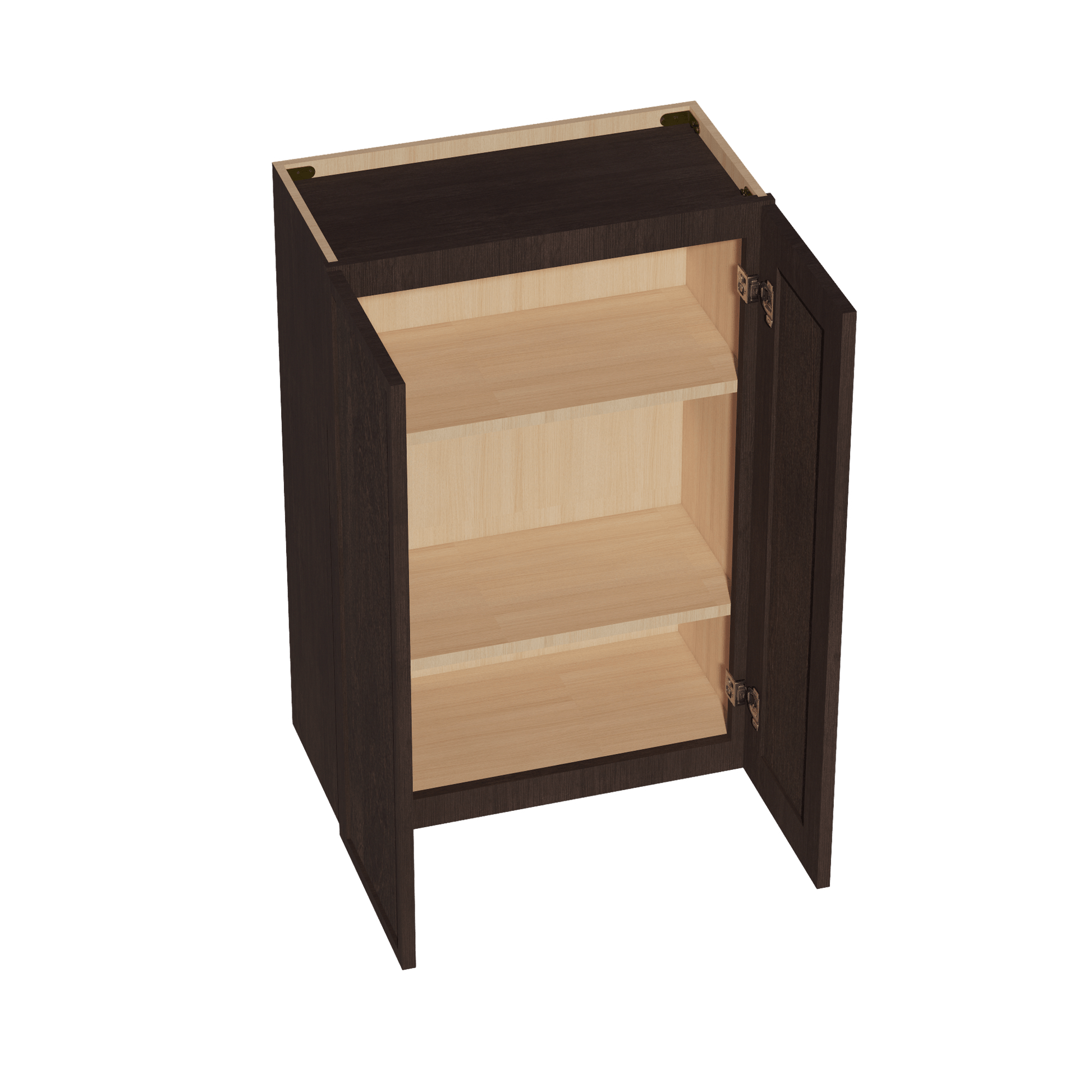 SM - W2436: Mocha Brown Slim Shaker 24"W x 36"H 2 Doors & 2 Shelves Standard Wall Cabinet - NextCabinets