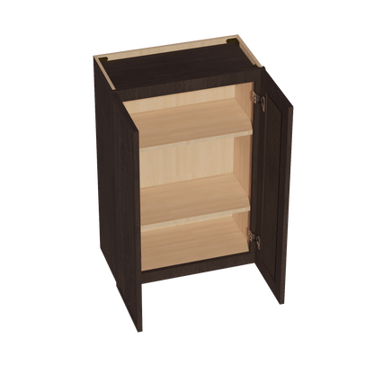 SM - W2436: Mocha Brown Slim Shaker 24"W x 36"H 2 Doors & 2 Shelves Standard Wall Cabinet - NextCabinets