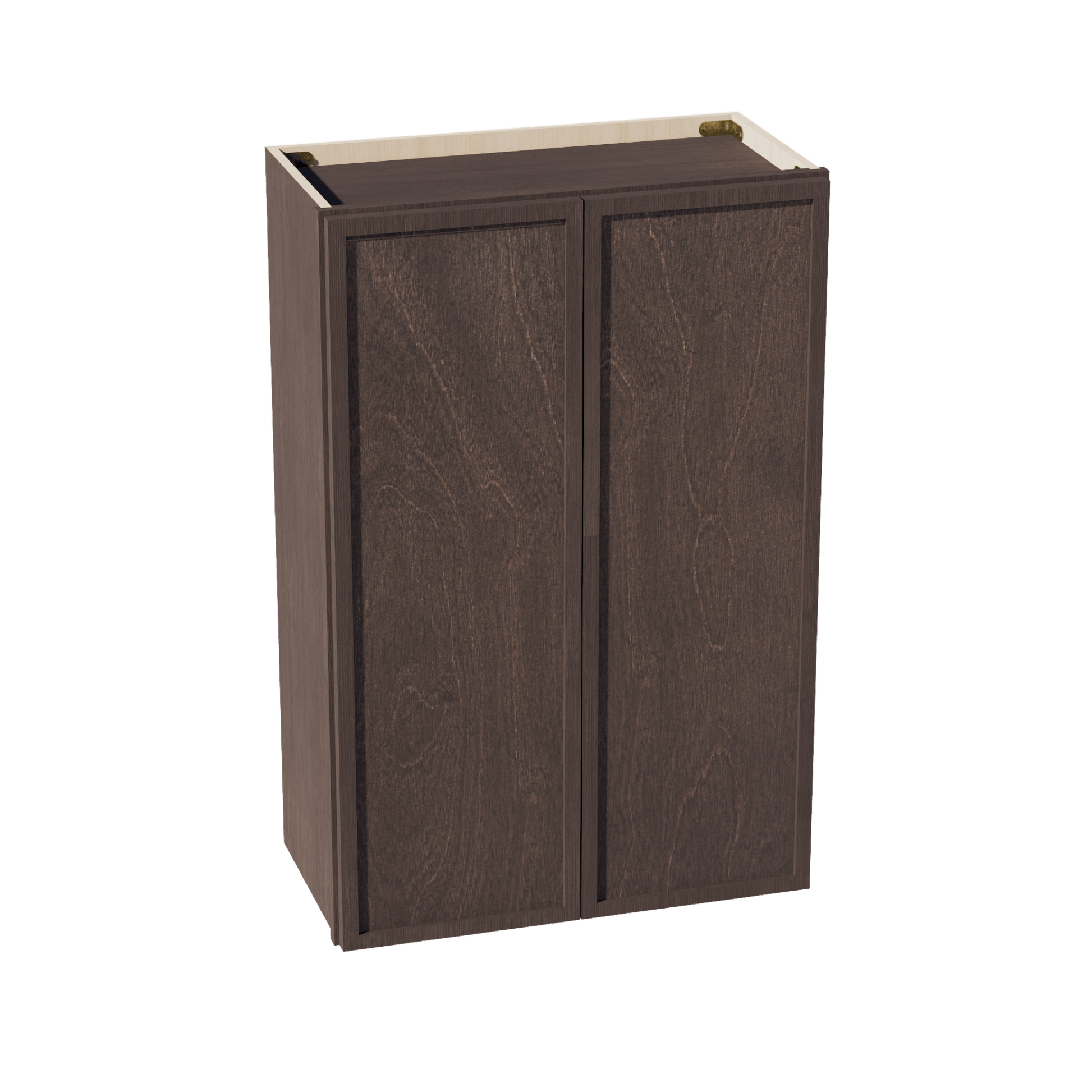 SM - W2436: Mocha Brown Slim Shaker 24"W x 36"H 2 Doors & 2 Shelves Standard Wall Cabinet - NextCabinets