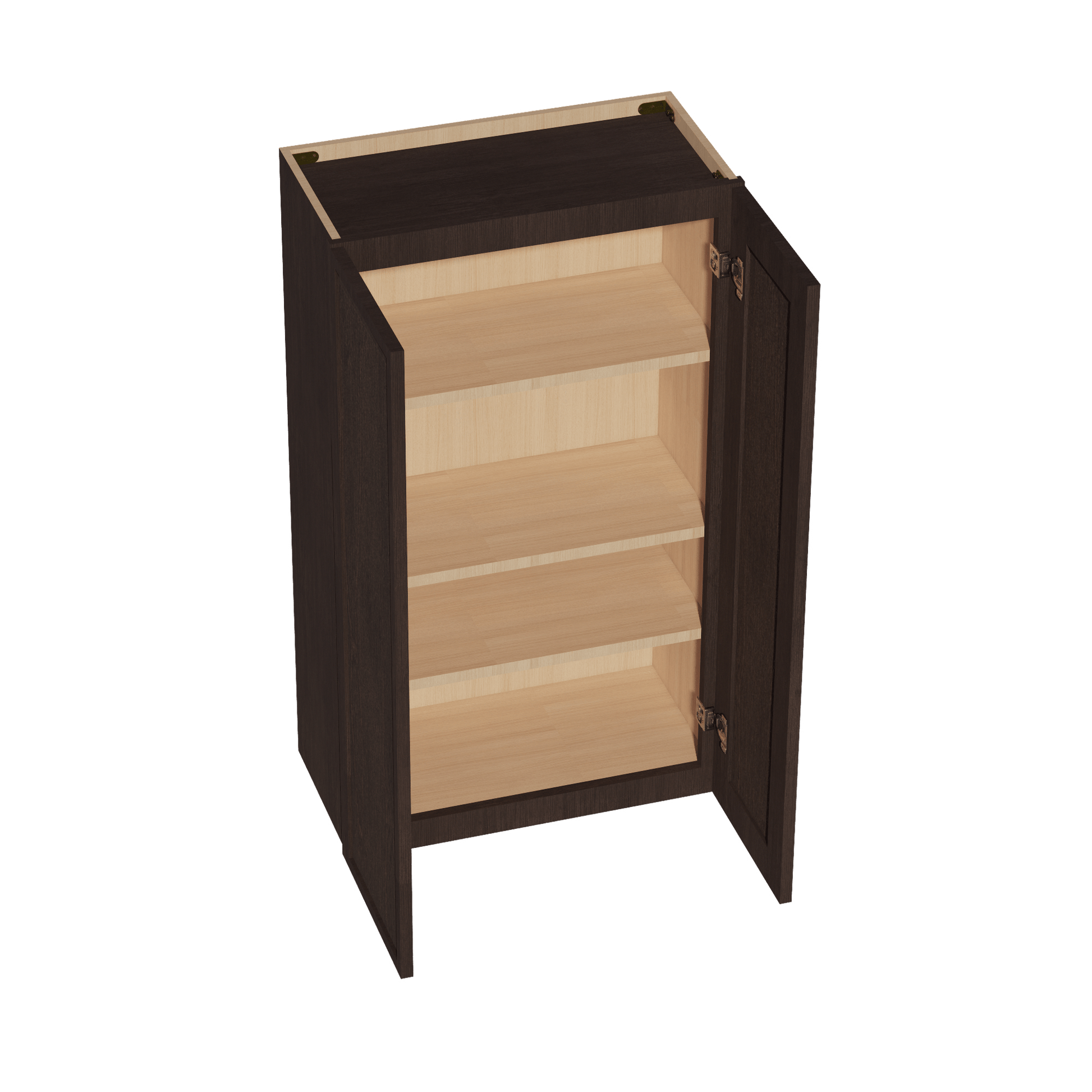 SM - W2442: Mocha Brown Slim Shaker 24"W x 42"H 2 Doors & 3 Shelves Standard Wall Cabinet - NextCabinets